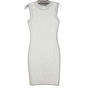 Reiss Nineteen Seventy One white and‎ silver sleeveless bodycon dress womans 2